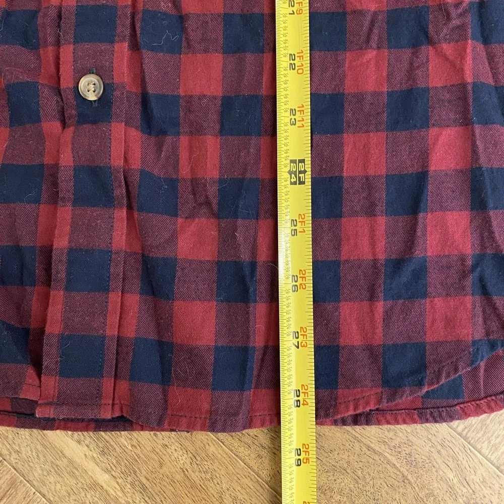 Banana Republic Flannel Mens L Untucked Fit‎ Buffalo Check Red Blue Button Down